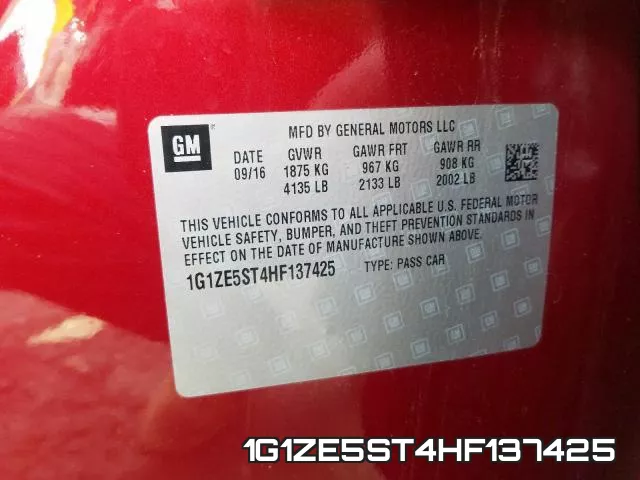 1G1ZE5ST4HF137425 фото 2