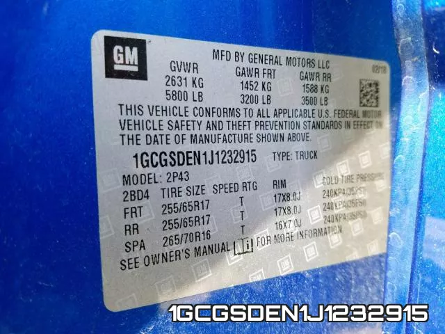 1GCGSDEN1J1232915 фото 2