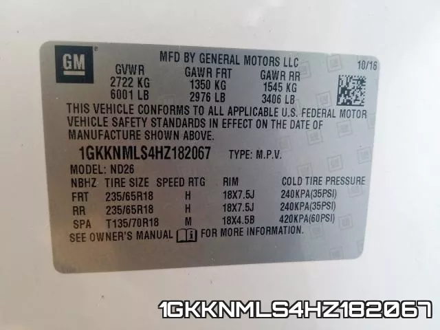 1GKKNMLS4HZ182067 фото 2