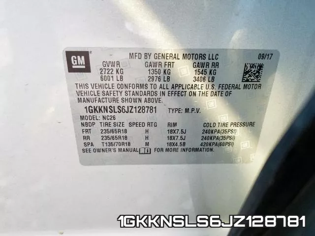 1GKKNSLS6JZ128781 фото 2