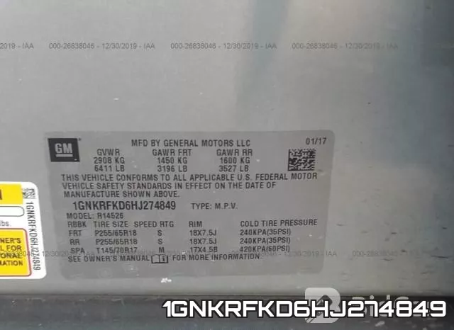 1GNKRFKD6HJ274849 фото 10