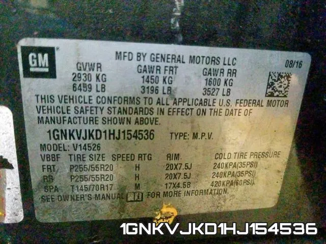 1GNKVJKD1HJ154536 фото 2