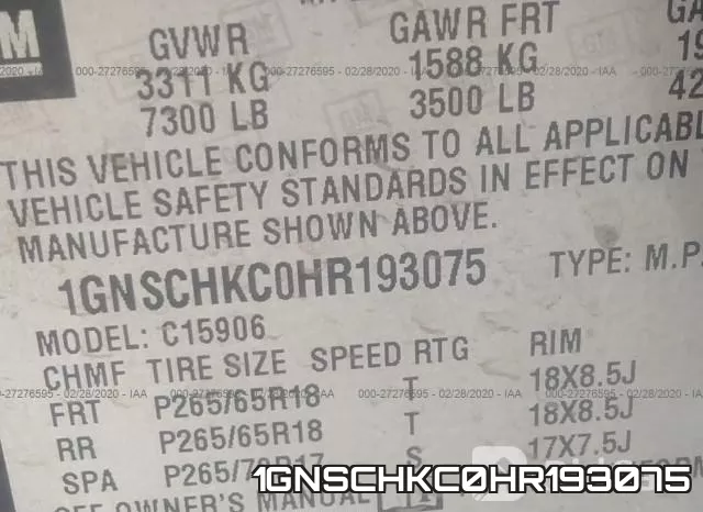 1GNSCHKC0HR193075 фото 10