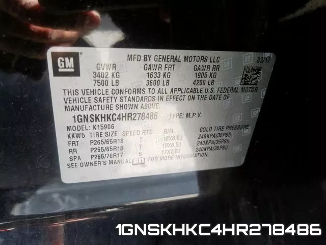 1GNSKHKC4HR278486 фото 2