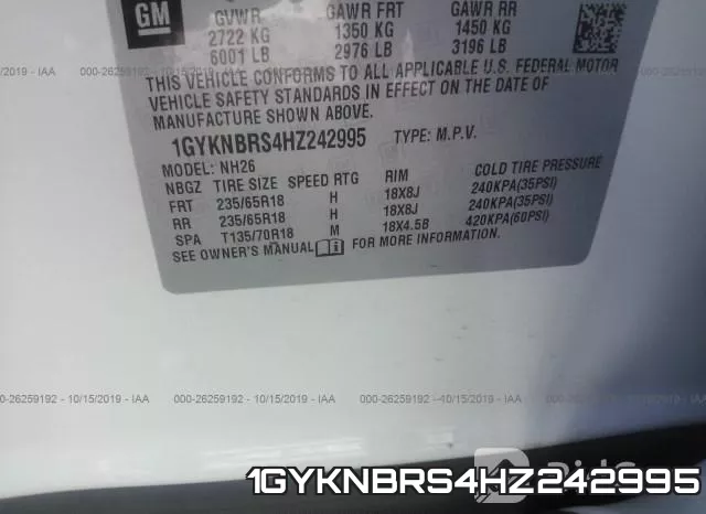 1GYKNBRS4HZ242995 фото 10