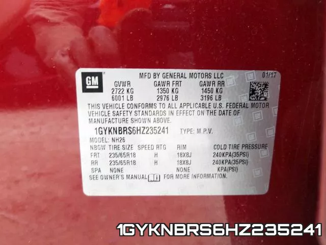 1GYKNBRS6HZ235241 фото 2