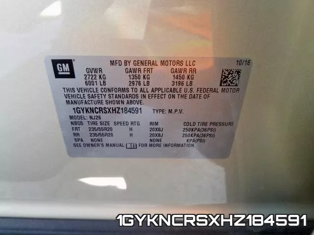 1GYKNCRSXHZ184591 фото 2