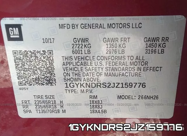 1GYKNDRS2JZ159776 фото 10