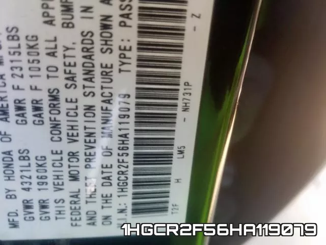 1HGCR2F56HA119079 фото 2