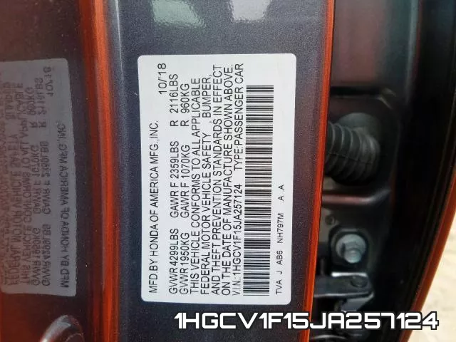1HGCV1F15JA257124 фото 2