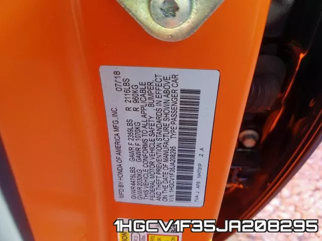 1HGCV1F35JA208295 фото 2