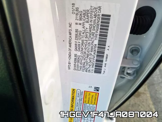 1HGCV1F47JA087004 фото 2