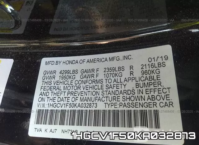 1HGCV1F50KA032873 фото 10