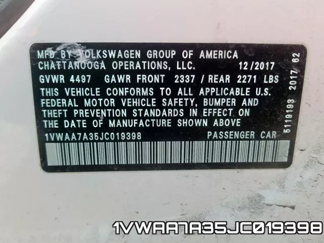 1VWAA7A35JC019398 фото 2