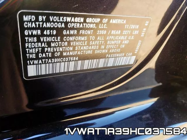 1VWAT7A39HC037584 фото 2