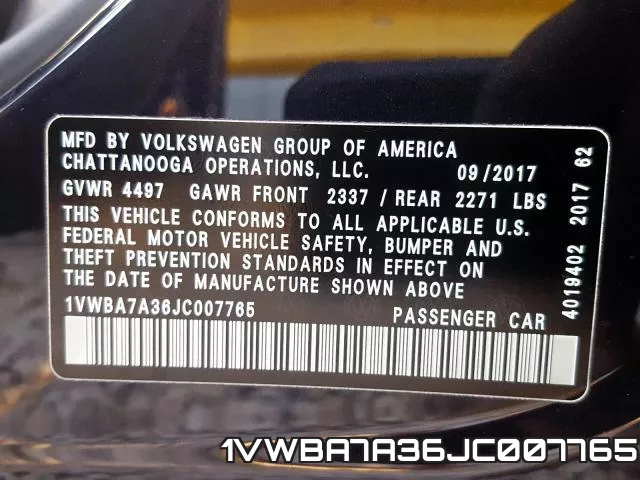 1VWBA7A36JC007765 фото 2
