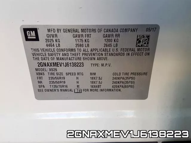 2GNAXMEV1J6138223 фото 2