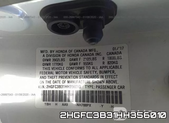 2HGFC3B31HH356010 фото 10