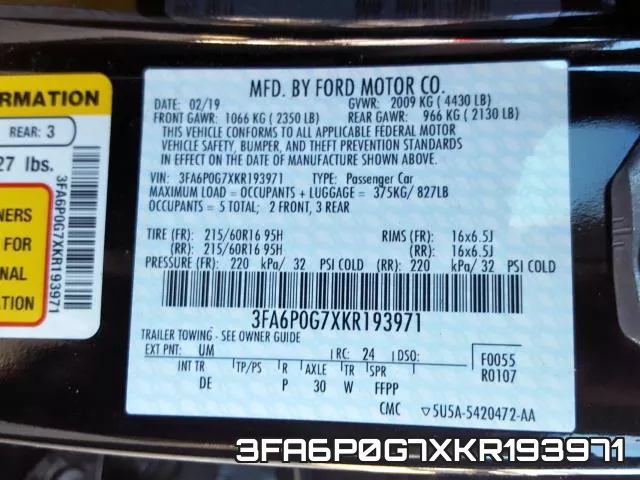 3FA6P0G7XKR193971 фото 2
