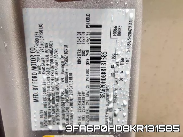 3FA6P0HD8KR131585 фото 2