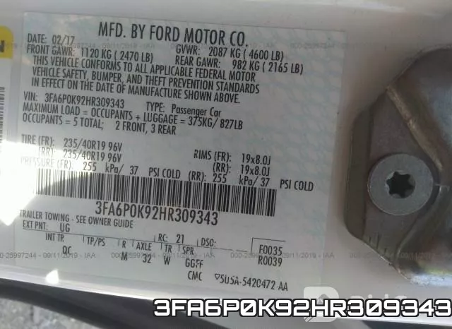 3FA6P0K92HR309343 фото 10