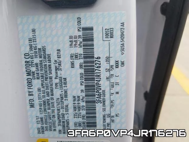 3FA6P0VP4JR176276 фото 2