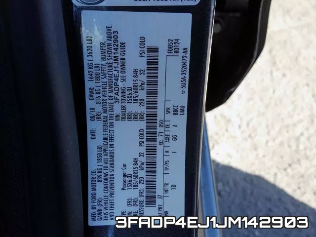 3FADP4EJ1JM142903 фото 2