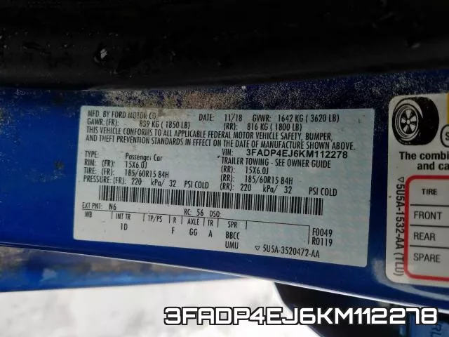 3FADP4EJ6KM112278 фото 2