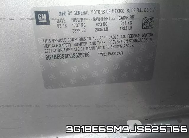 3G1BE6SM3JS625766 фото 10