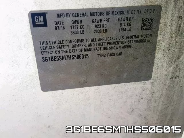 3G1BE6SM7HS506015 фото 2