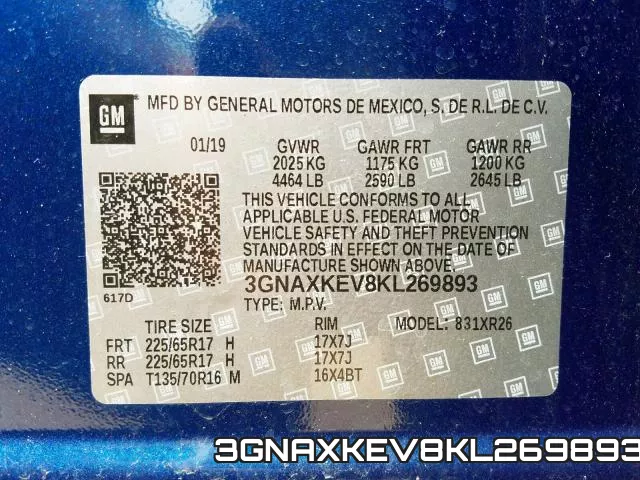 3GNAXKEV8KL269893 фото 2
