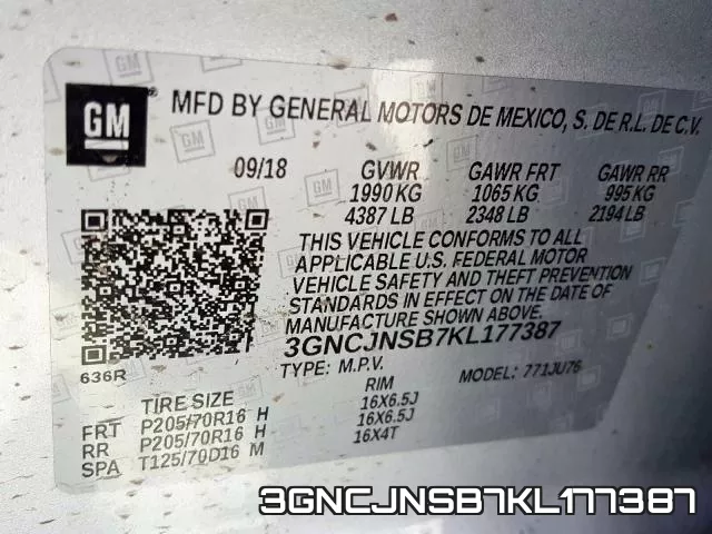 3GNCJNSB7KL177387 фото 2