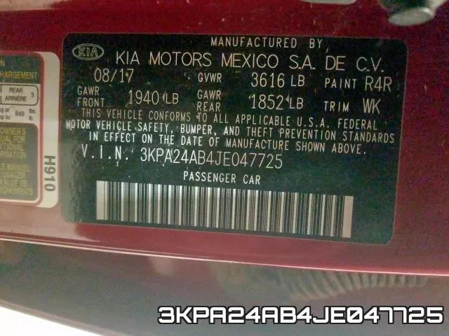 3KPA24AB4JE047725 фото 2