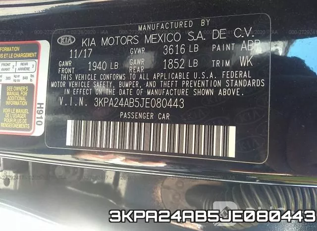 3KPA24AB5JE080443 фото 10