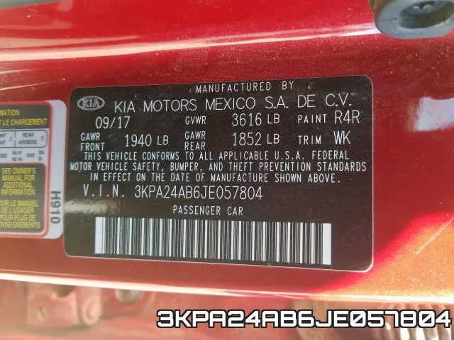 3KPA24AB6JE057804 фото 2