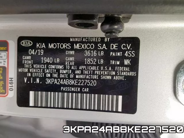 3KPA24AB8KE227520 фото 2