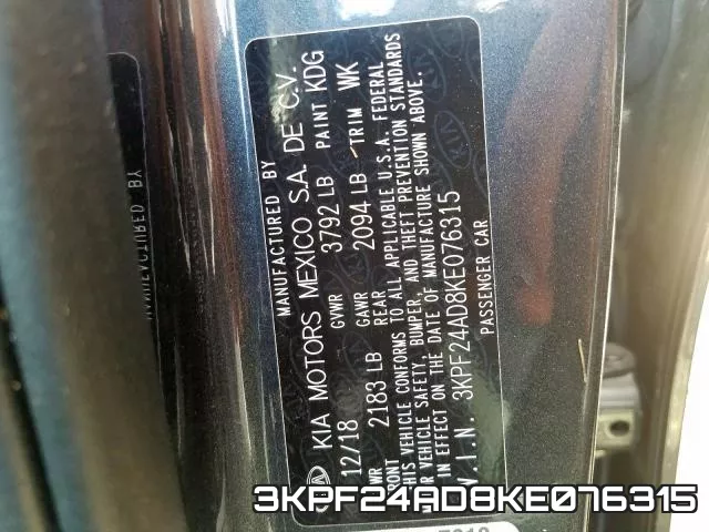 3KPF24AD8KE076315 фото 2