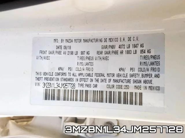 3MZBN1L34JM257728 фото 2