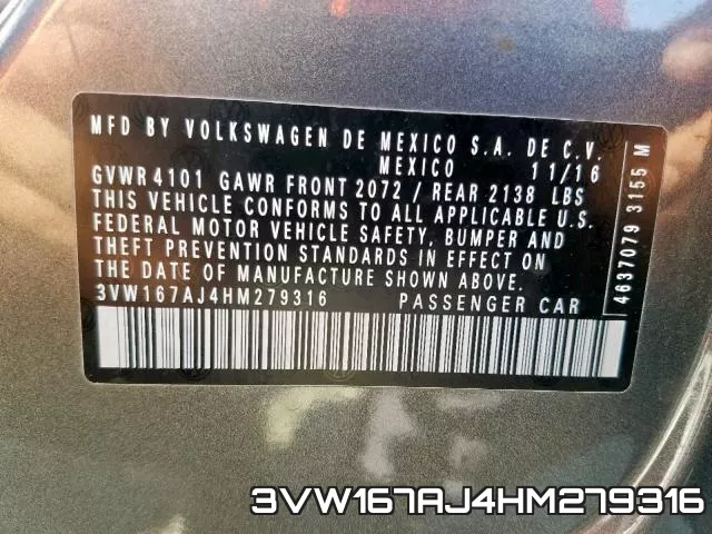 3VW167AJ4HM279316 фото 2