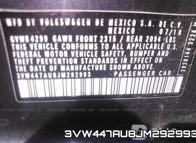 3VW447AU8JM292993 фото 10