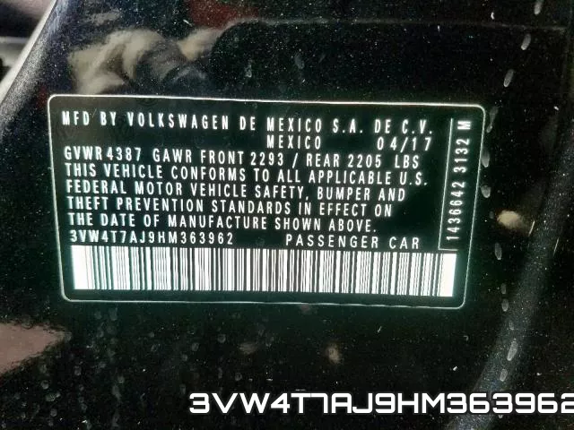 3VW4T7AJ9HM363962 фото 2