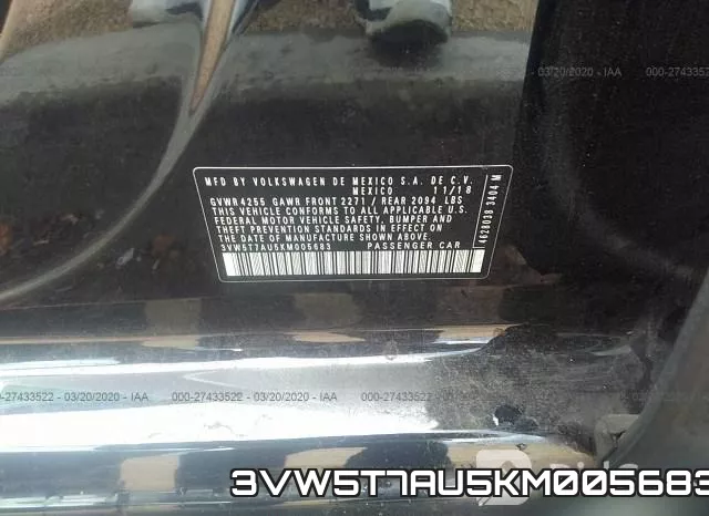 3VW5T7AU5KM005683 фото 10