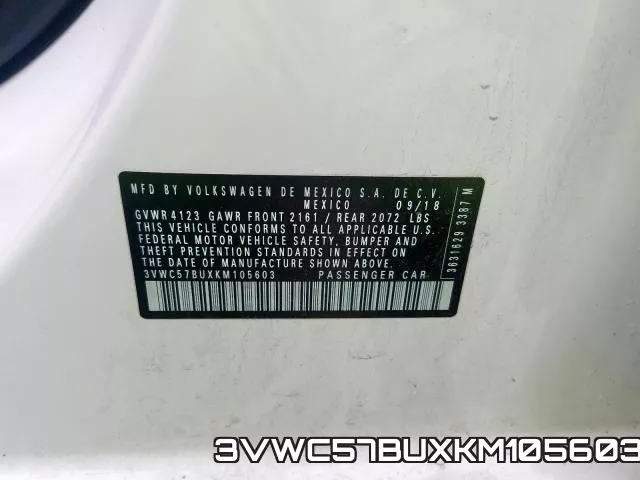 3VWC57BUXKM105603 фото 2