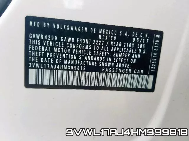 3VWL17AJ4HM399818 фото 2