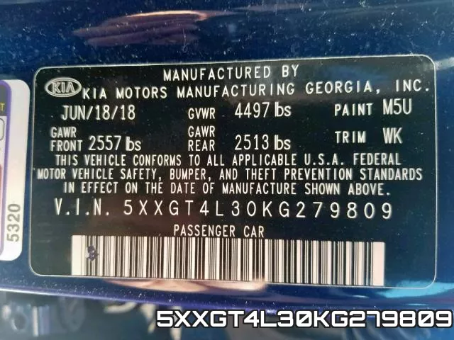 5XXGT4L30KG279809 фото 2