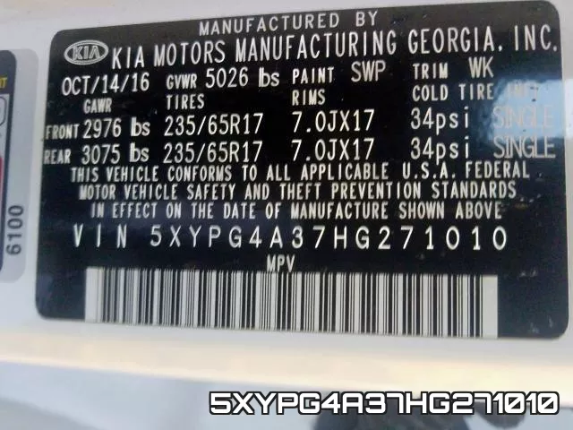 5XYPG4A37HG271010 фото 2