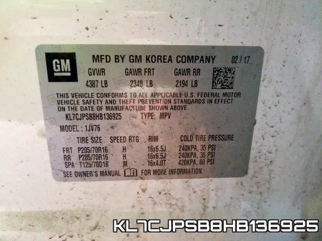 KL7CJPSB8HB136925 фото 2