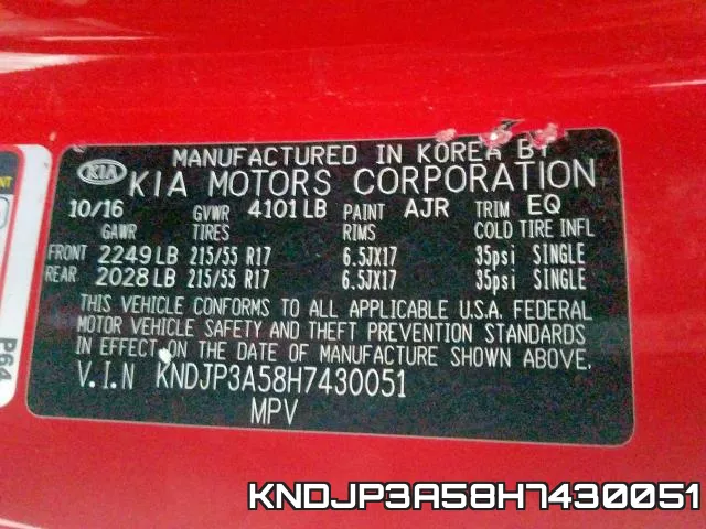 KNDJP3A58H7430051 фото 2