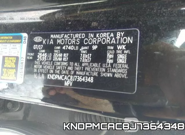 KNDPMCAC8J7364348 фото 10