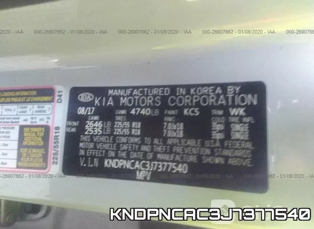 KNDPNCAC3J7377540 фото 10